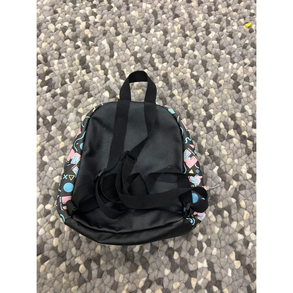 MTV Music Television Mini Backpack Black 90s Retro‎ Geometric Logo Bag
